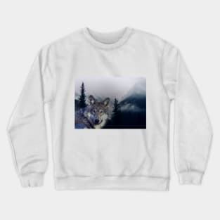 wolf and mountain Crewneck Sweatshirt